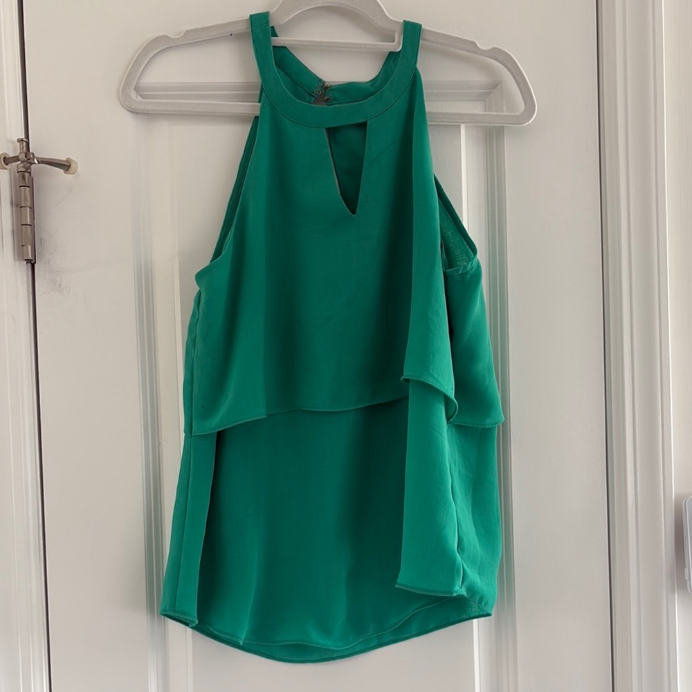 Naked Zebra Green Asymmetrical Cut Out Tank Top
